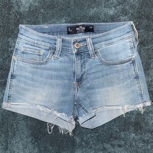 Hollister Light Wash Denim Cuffed Low Rise Shorts